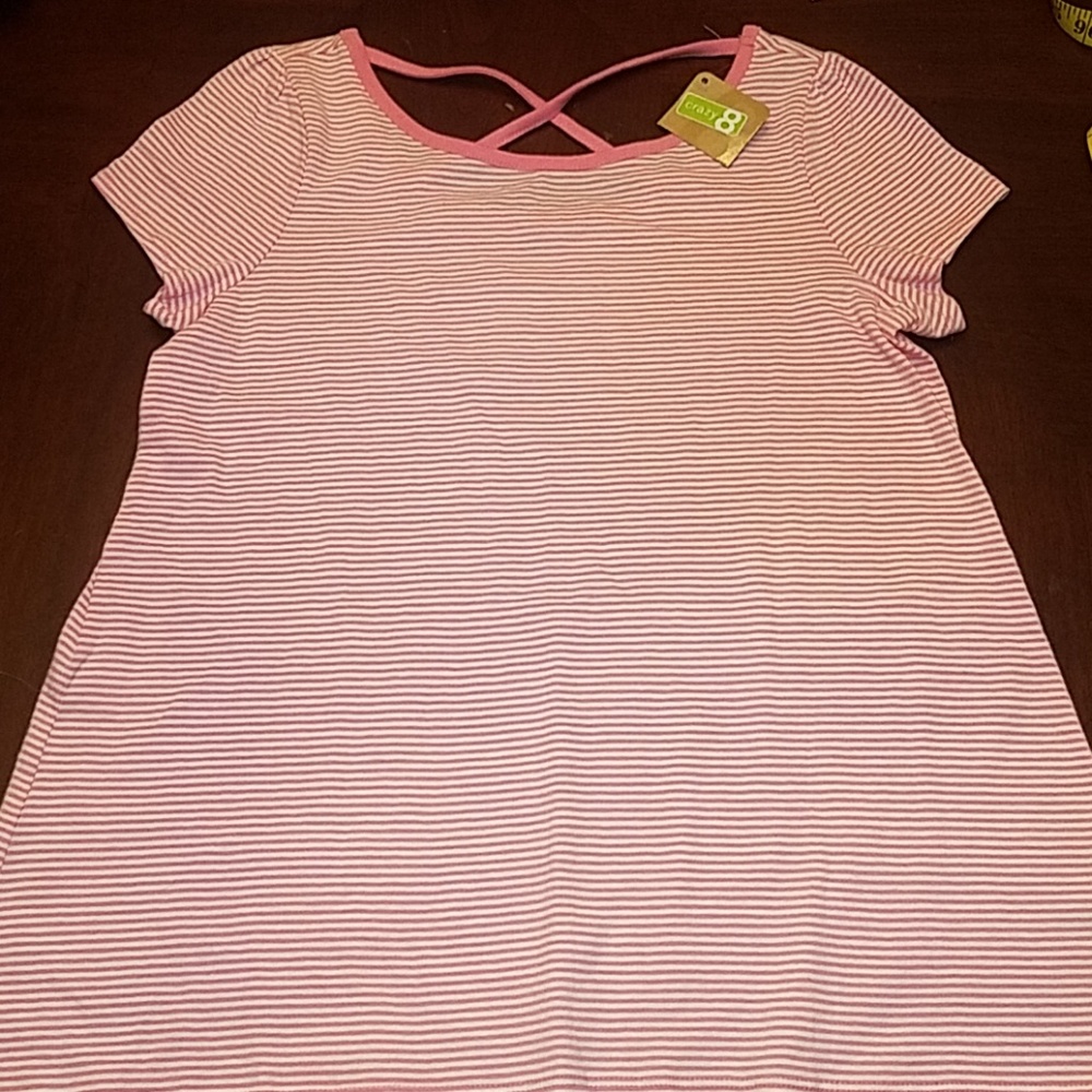 Crazy8 pink & white striped shirt